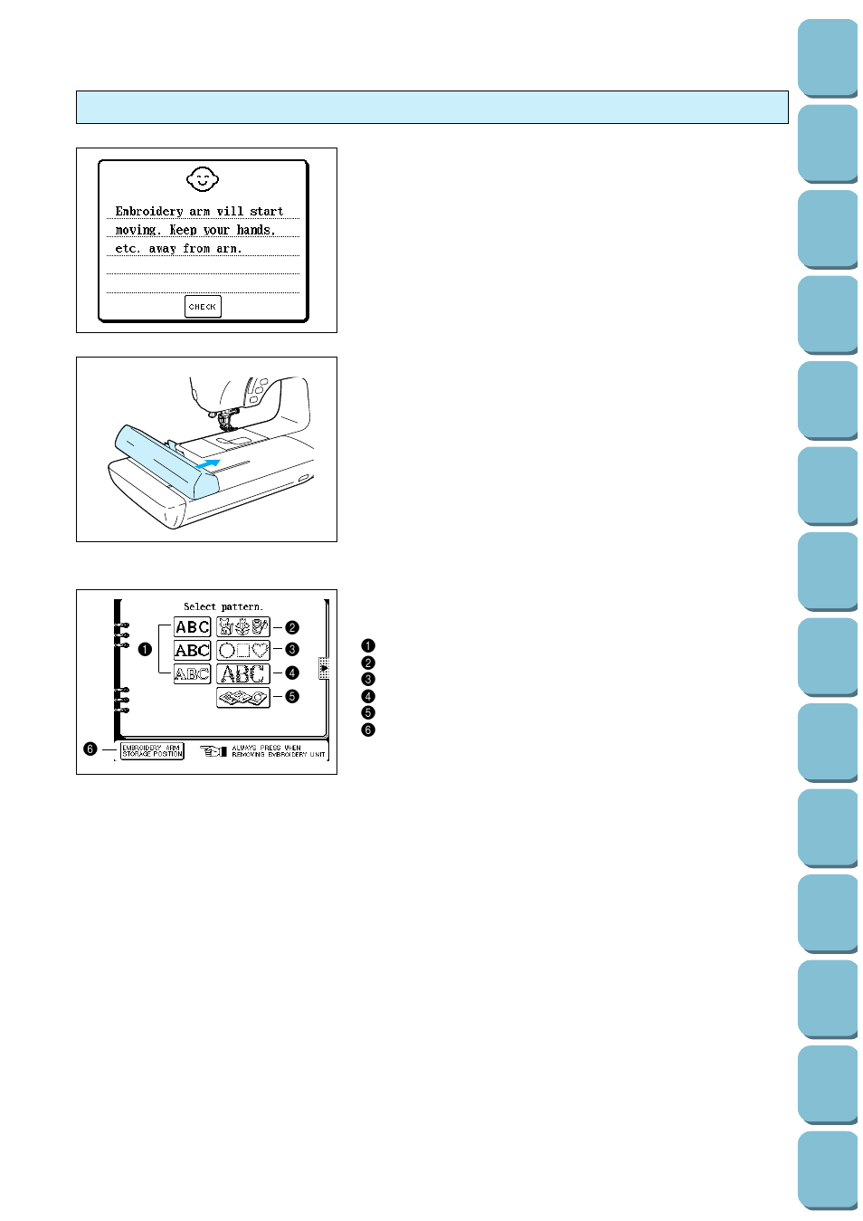 Initializing the embroidery unit | Brother PC 8500 User Manual | Page 112 / 196