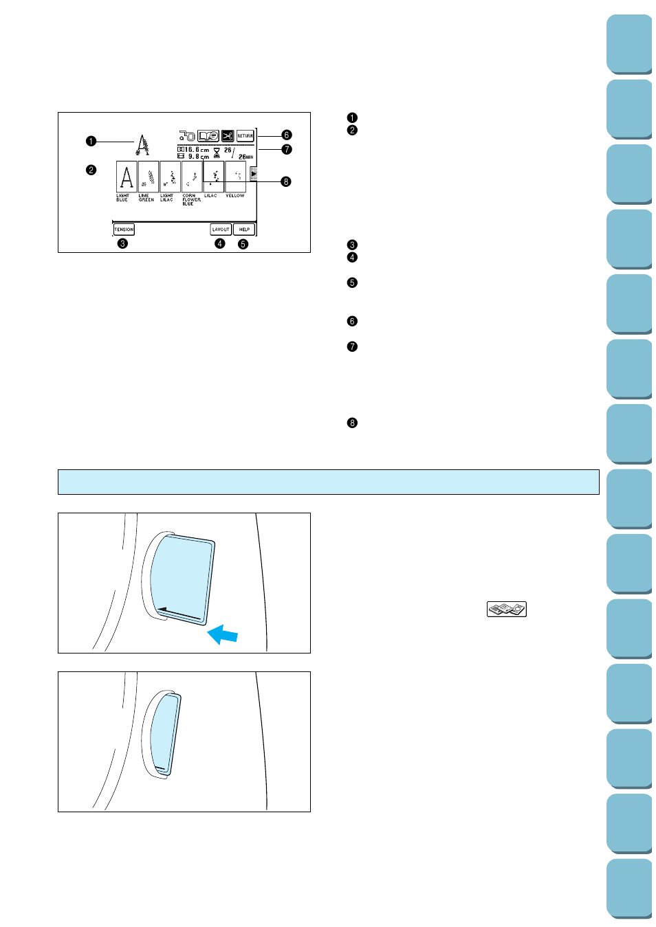 Selecting patterns from a memory card | Brother PC 8500 User Manual | Page 117 / 196