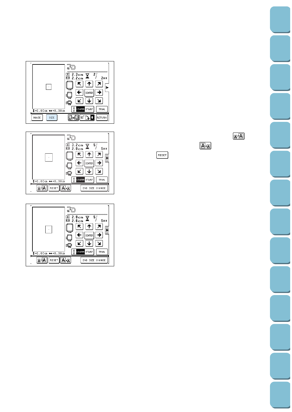 When changing frame pattern and patterns size | Brother PC 8500 User Manual | Page 131 / 196