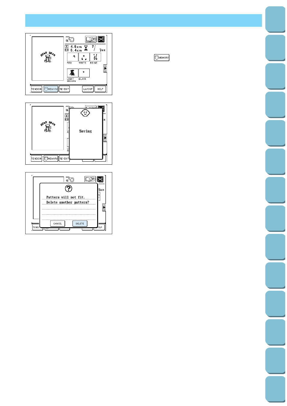 Saving a pattern combination to memory | Brother PC 8500 User Manual | Page 154 / 196