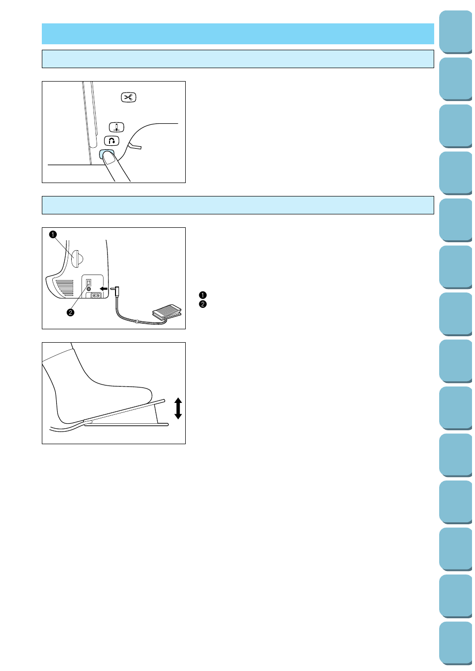 Start/stop, Start/stop” button foot controller, Start/stop” button | Foot controller | Brother PC 8500 User Manual | Page 25 / 196