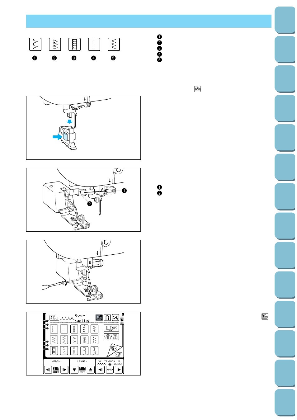 Overcasting (when using the side cutter) | Brother PC 8500 User Manual | Page 53 / 196