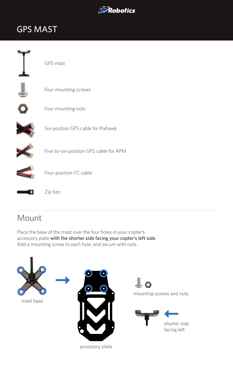 3D Robotics GPS Mast User Manual | 3 pages