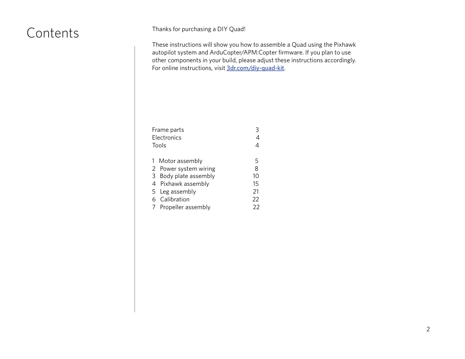 3D Robotics 3DR DIY Quad User Manual | Page 2 / 23