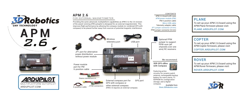 3D Robotics APM 2.6 Autopilot User Manual | 1 page