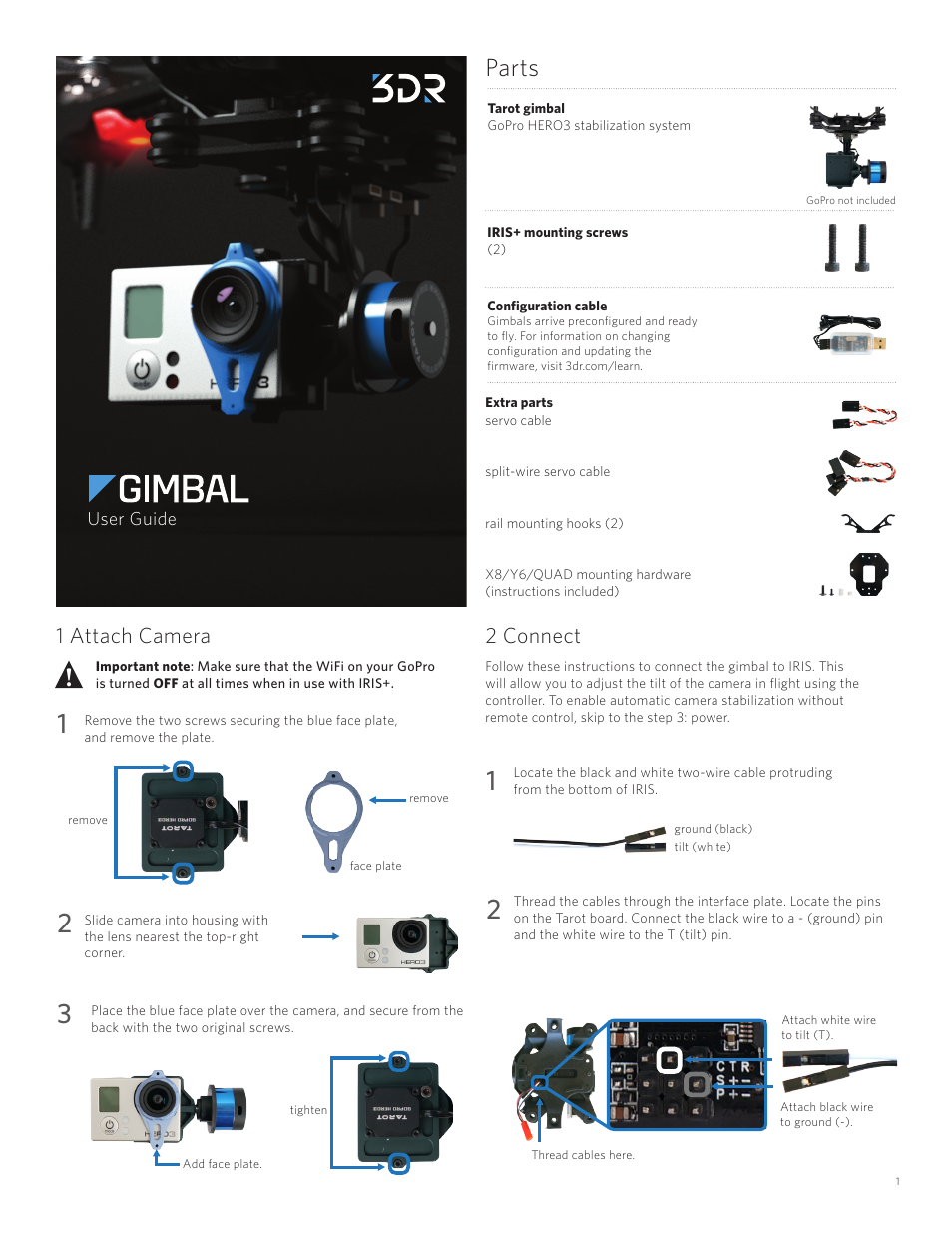 3D Robotics GoPro HERO3 stabilization system User Manual | 4 pages