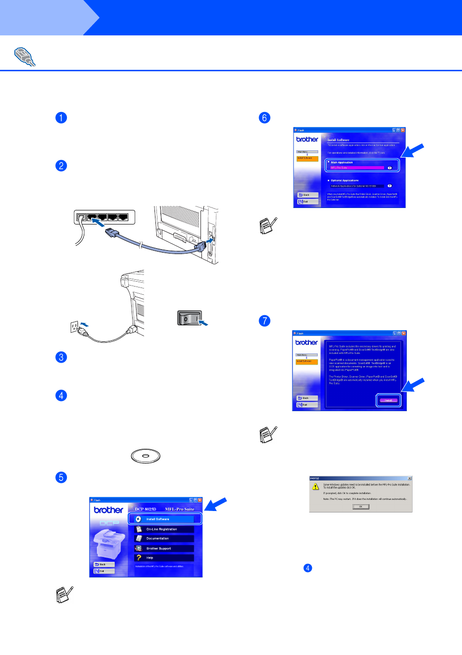 For network interface cable users (for windows, 95/98/98se/me/nt/2000 professional/xp), Step 2 | Installing the driver & software | Brother DCP-8025D User Manual | Page 37 / 54