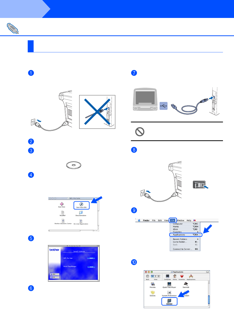For mac® os x 10.1/10.2.1 or greater, For mac, Os x 10.1/10.2.1 or greater | Step 2, Installing the driver & software, For usb interface cable users | Brother DCP-8025D User Manual | Page 43 / 54