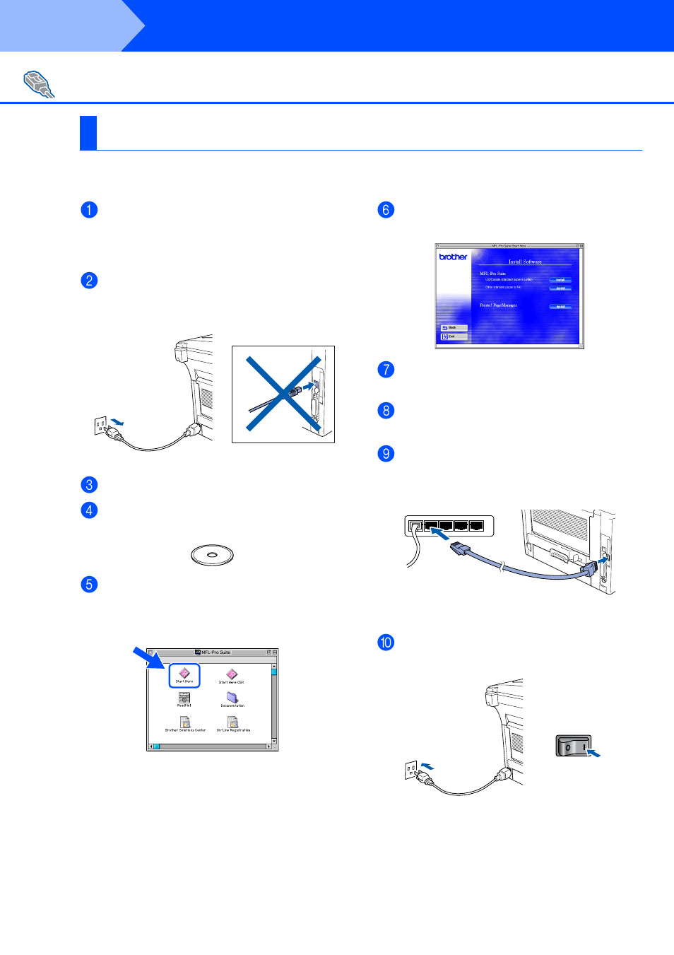For network interface cable users, For mac® os 8.6 to 9.2, For mac | Os 8.6 to 9.2, Step 2, Installing the driver & software | Brother DCP-8025D User Manual | Page 45 / 54