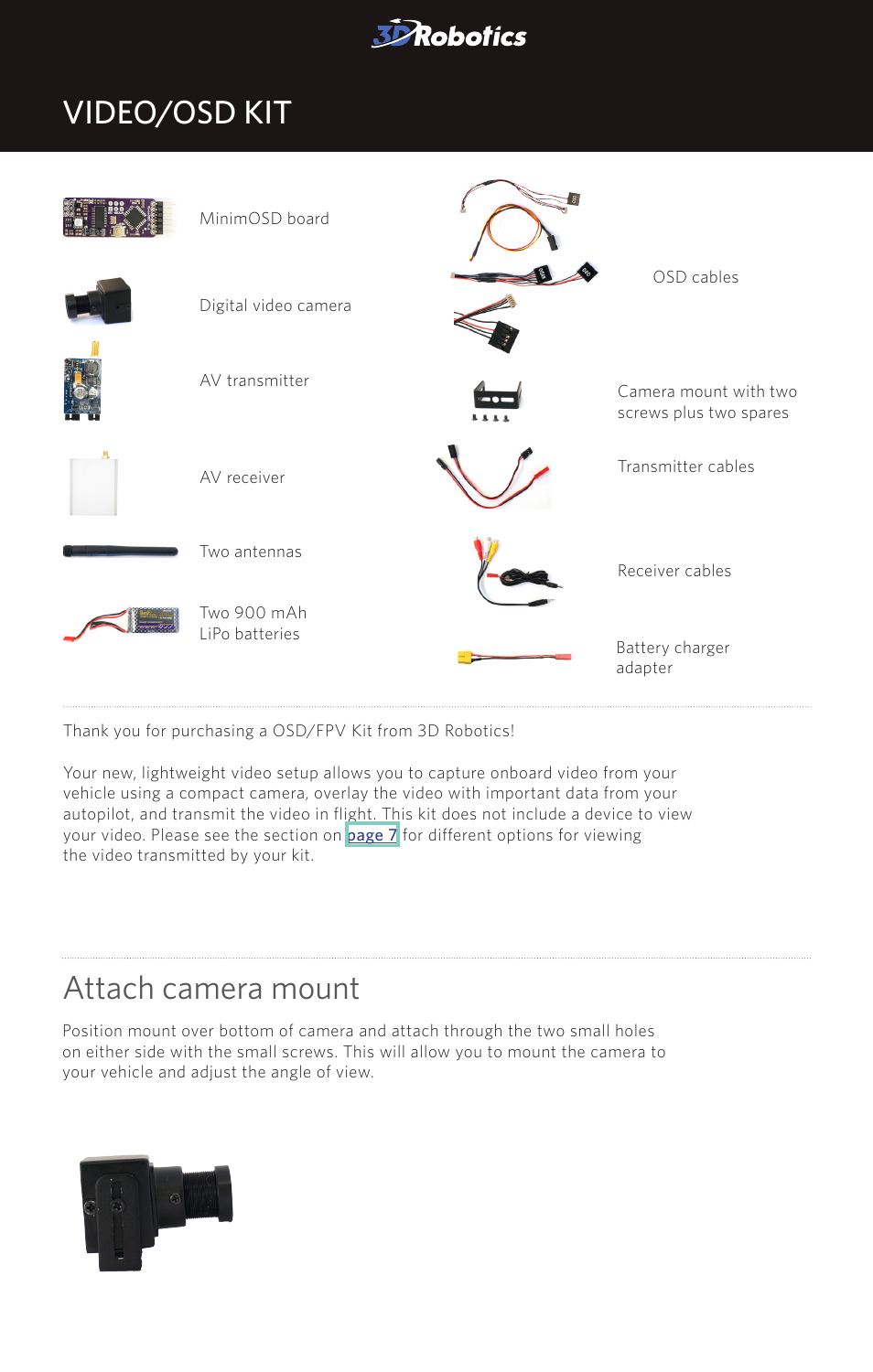 3D Robotics Video/OSD Kit User Manual | 8 pages