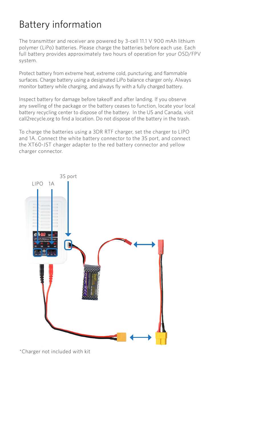 Battery information | 3D Robotics Video/OSD Kit User Manual | Page 6 / 8