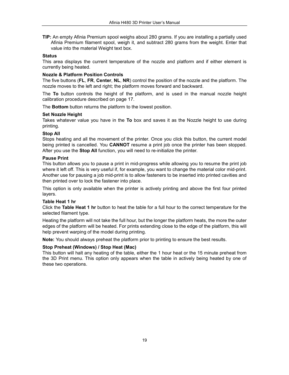 Afinia H480 3D Users Manual User Manual | Page 19 / 43