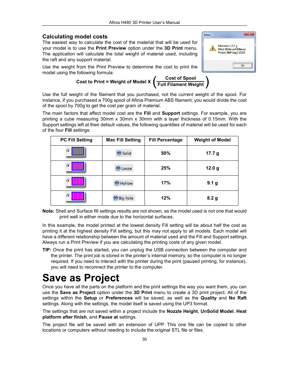 Save as project | Afinia H480 3D Users Manual User Manual | Page 30 / 43