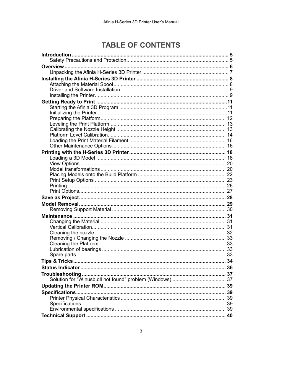 Afinia H479 3D User Manual | Page 3 / 43