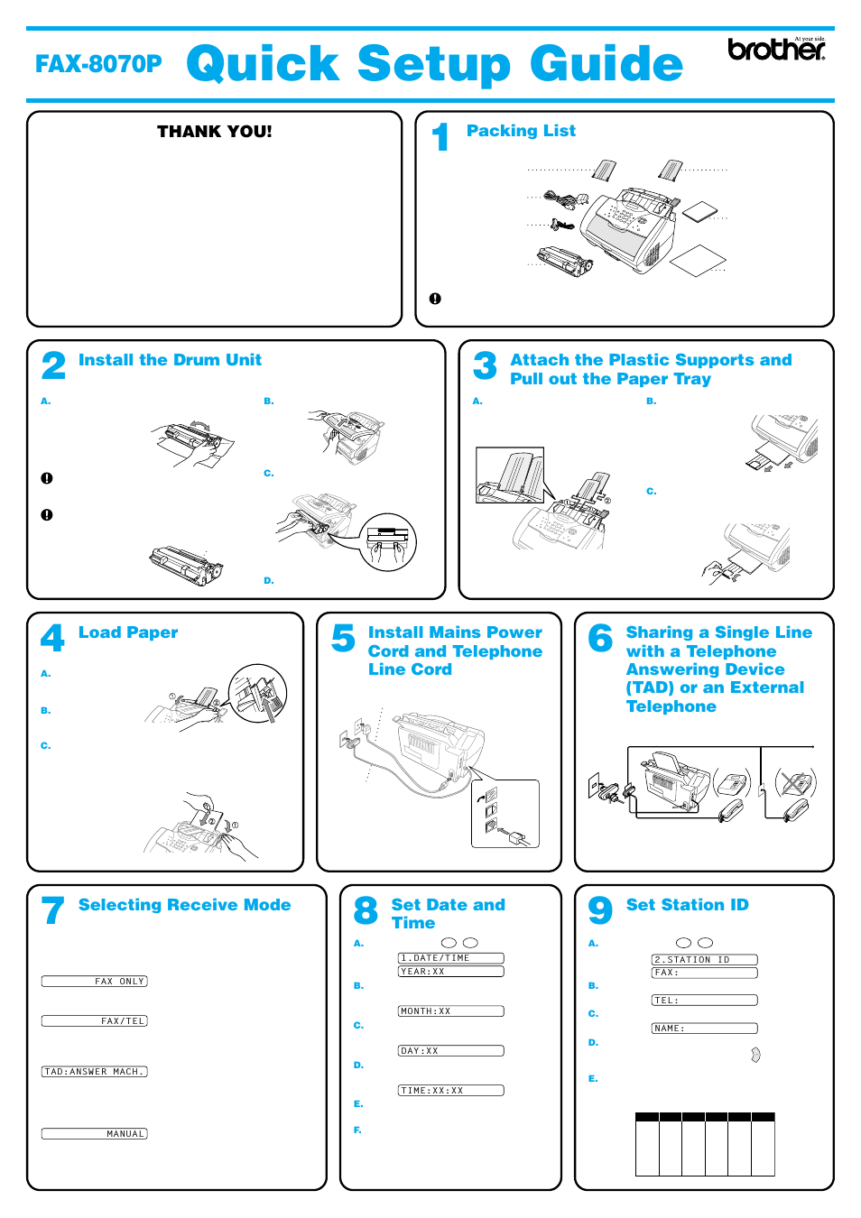 Brother FAX-8070P User Manual | 1 page