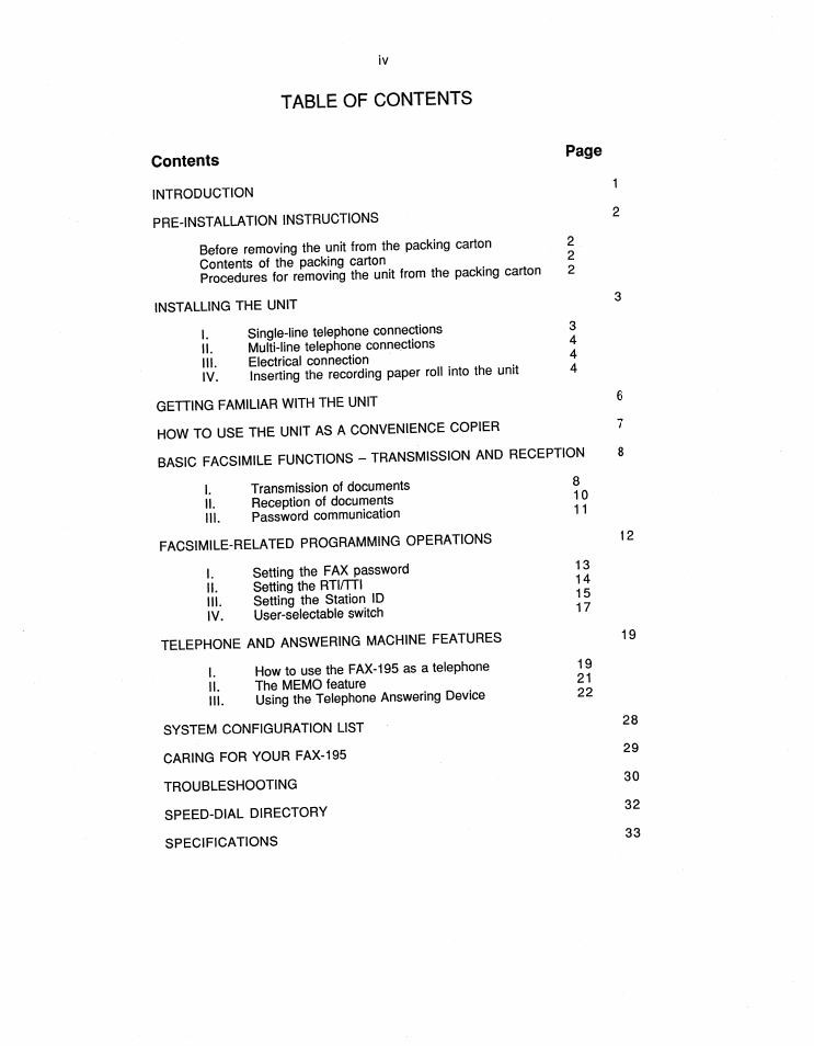 Brother FAX-195 User Manual | Page 5 / 40