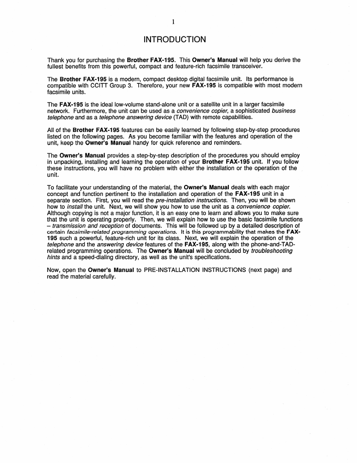 Introduction | Brother FAX-195 User Manual | Page 7 / 40