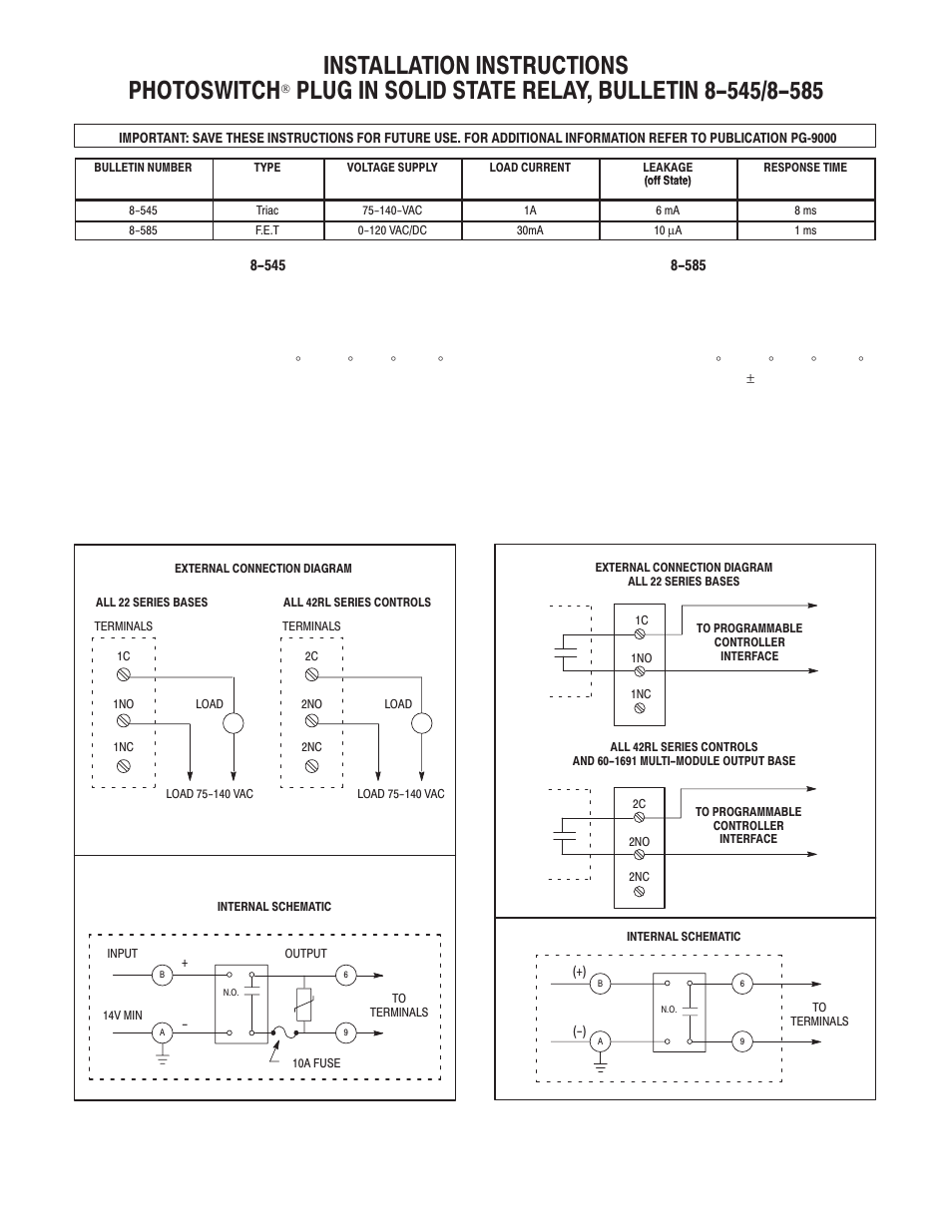 Rockwell Automation 8-545 Plug In Solid State Relay User Manual | 2 pages