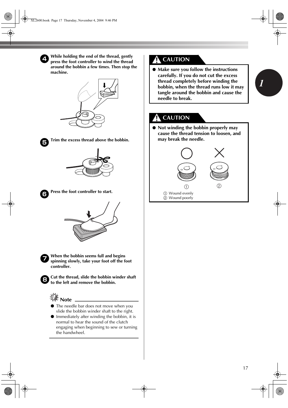 Caution | Brother XC6771-021 User Manual | Page 19 / 52