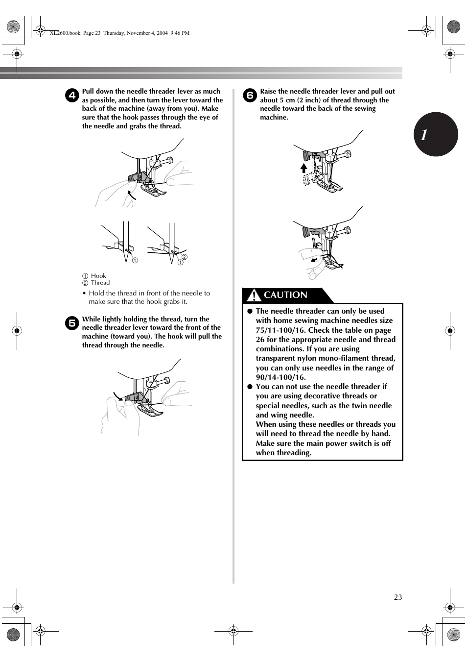 Caution | Brother XC6771-021 User Manual | Page 25 / 52