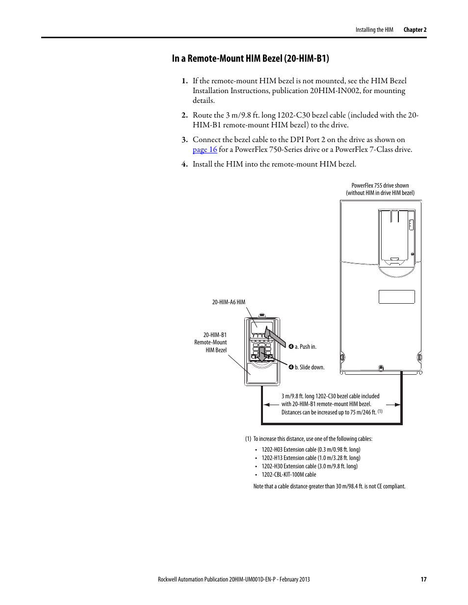 In a remote-mount him bezel (20-him-b1) | Rockwell Automation 20-HIM-C6S PowerFlex (Human Interface Module) User Manual | Page 17 / 74