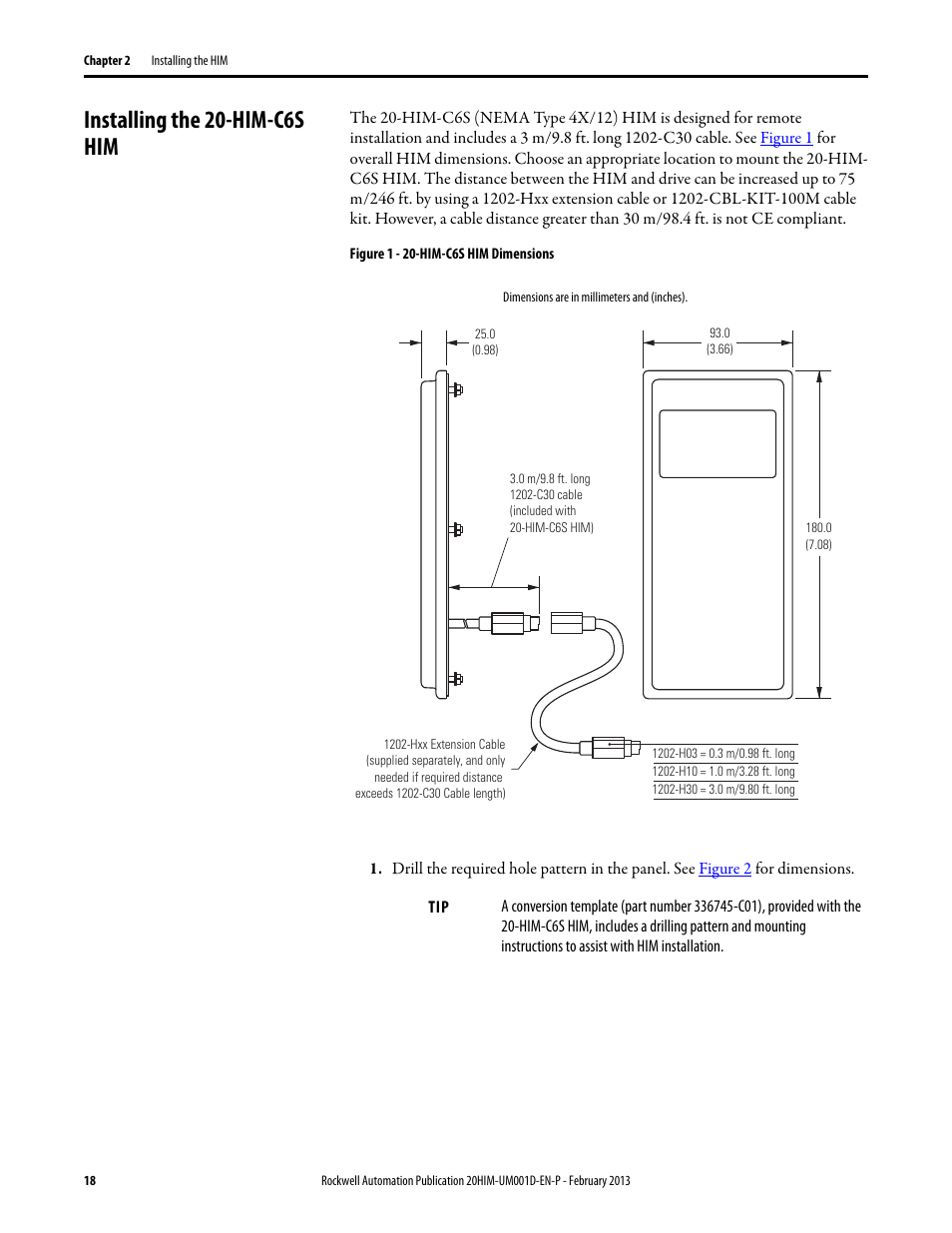Installing the 20-him-c6s him | Rockwell Automation 20-HIM-C6S PowerFlex (Human Interface Module) User Manual | Page 18 / 74
