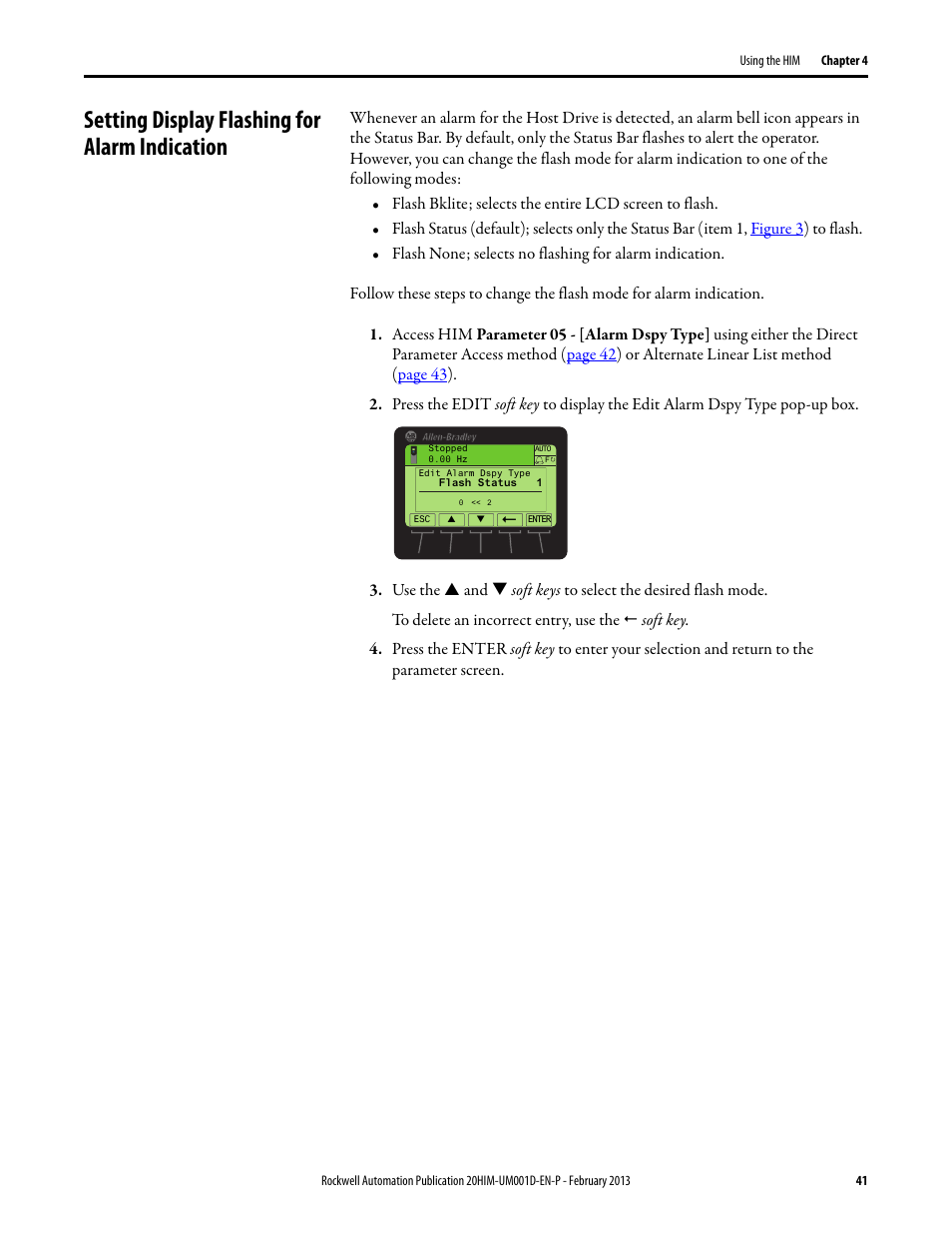 Setting display flashing for alarm indication | Rockwell Automation 20-HIM-C6S PowerFlex (Human Interface Module) User Manual | Page 41 / 74