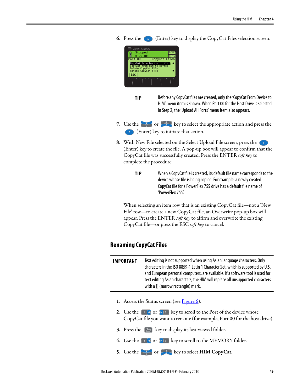 Renaming copycat files | Rockwell Automation 20-HIM-C6S PowerFlex (Human Interface Module) User Manual | Page 49 / 74