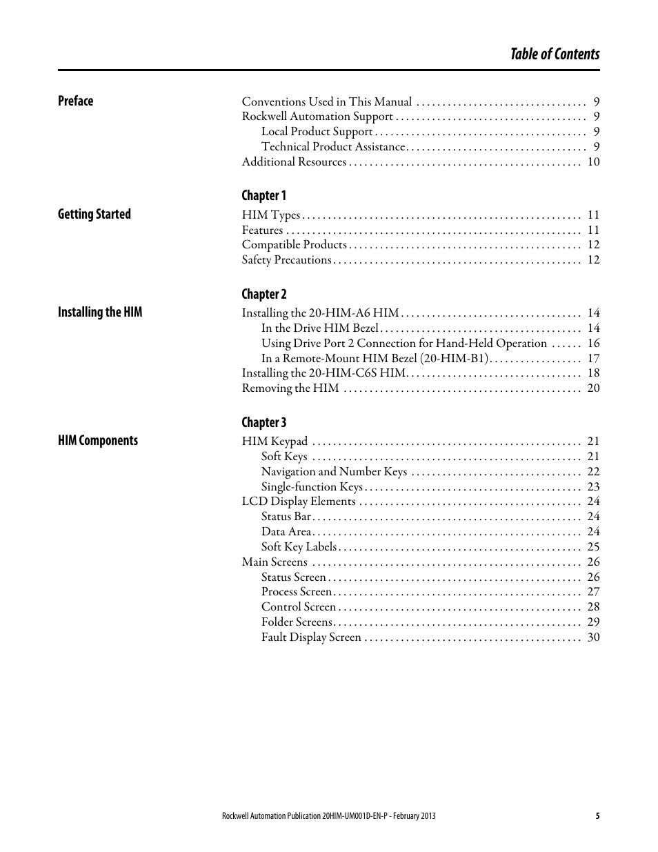 Rockwell Automation 20-HIM-C6S PowerFlex (Human Interface Module) User Manual | Page 5 / 74