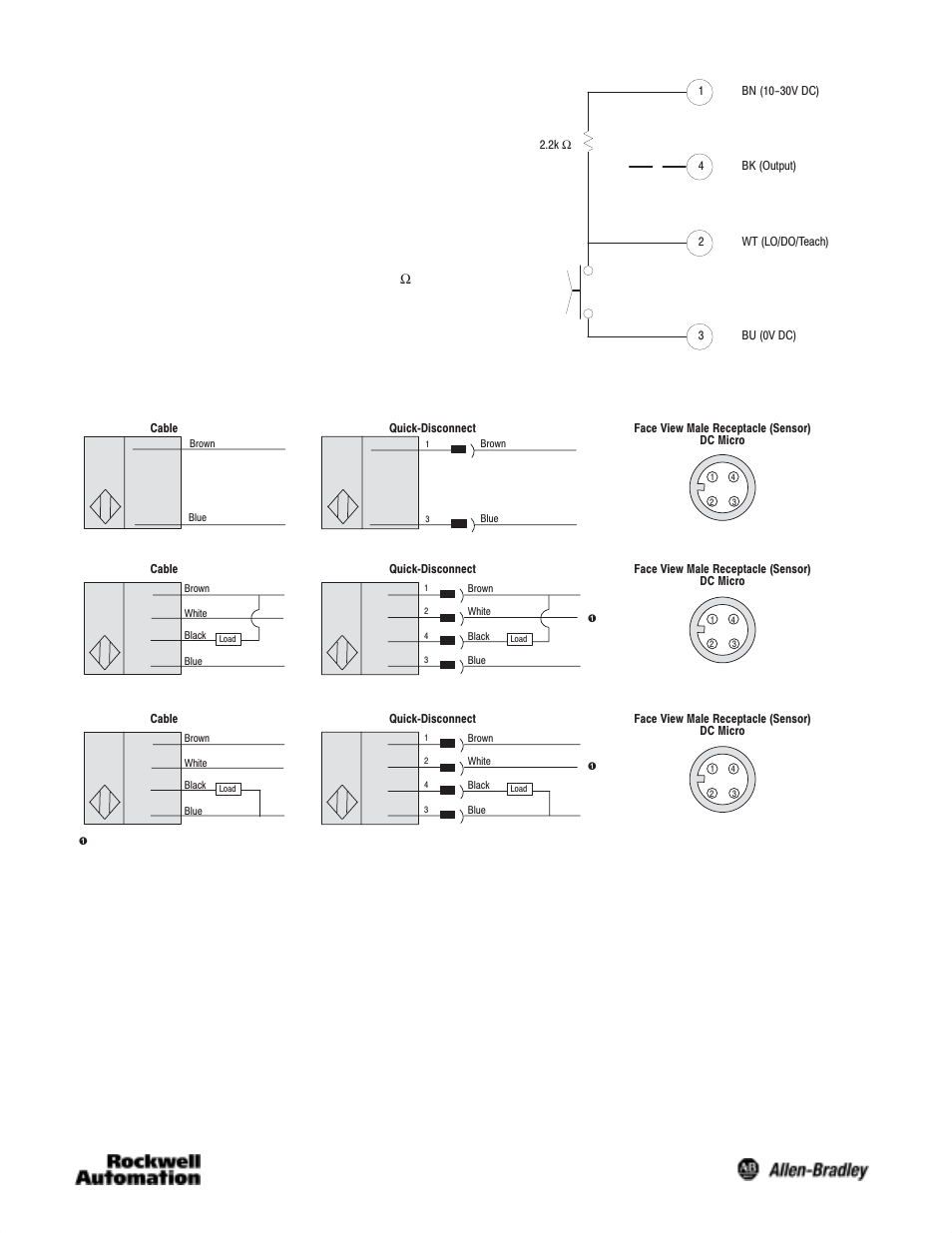 Wiring, Fine adjustment, Npn output | Pnp output | Rockwell Automation 42CF General Purpose 12mm Cylindrical User Manual | Page 3 / 4