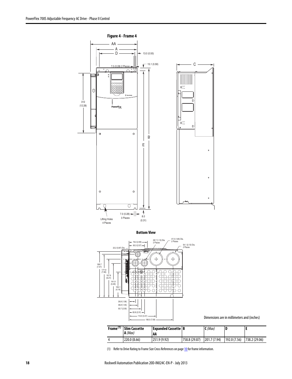 Figure 4 - frame 4 | Rockwell Automation 20D PowerFlex 700S Phase II Drive Frames 1...6 Installation Instructions User Manual | Page 18 / 80