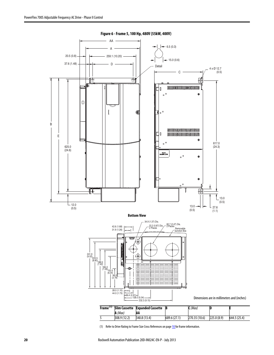 Rockwell Automation 20D PowerFlex 700S Phase II Drive Frames 1...6 Installation Instructions User Manual | Page 20 / 80