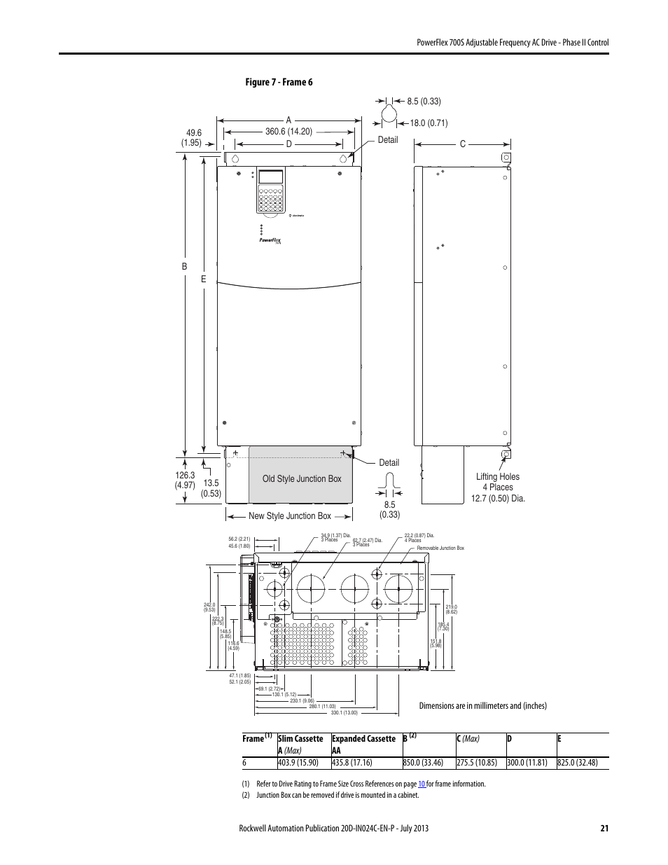 Figure 7 - frame 6 | Rockwell Automation 20D PowerFlex 700S Phase II Drive Frames 1...6 Installation Instructions User Manual | Page 21 / 80