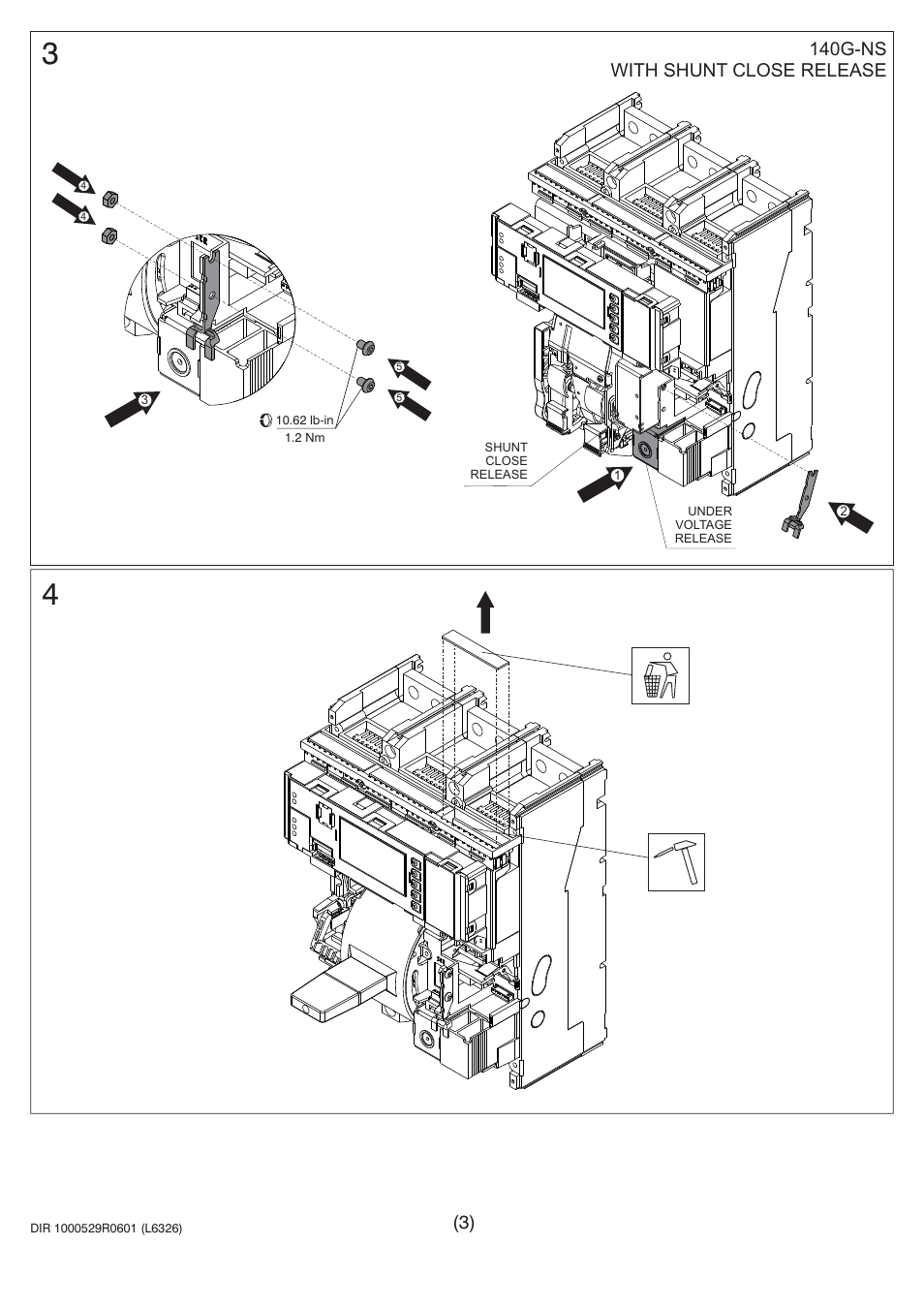 140g-ns with shunt close release | Rockwell Automation 140EX-HE1_HE2 Molded Case Circuit Breaker User Manual | Page 3 / 6