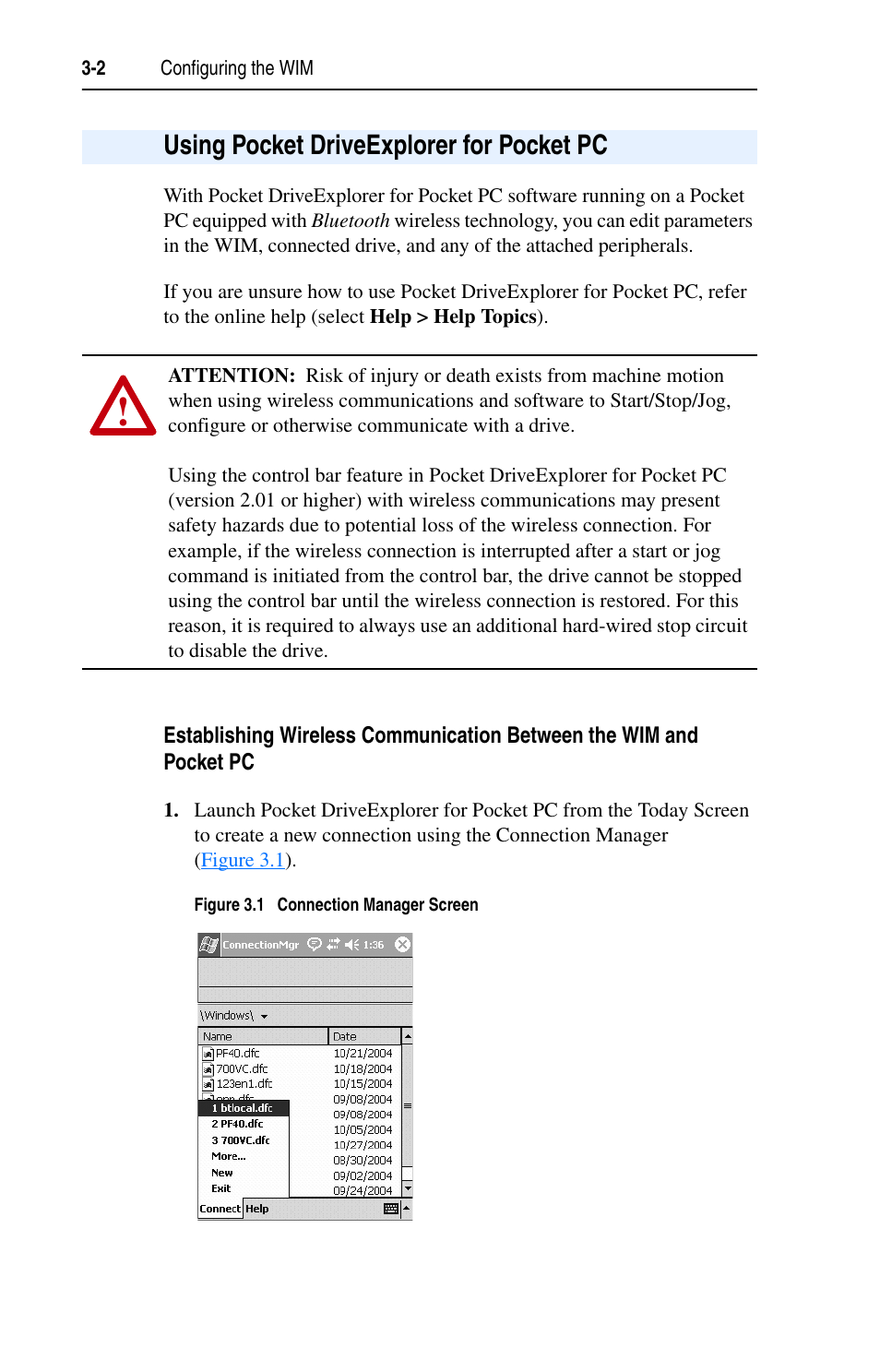 Using pocket driveexplorer for pocket pc, Using pocket driveexplorer for pocket pc -2 | Rockwell Automation 7000 DPI Wireless Interface Module User Manual | Page 24 / 92