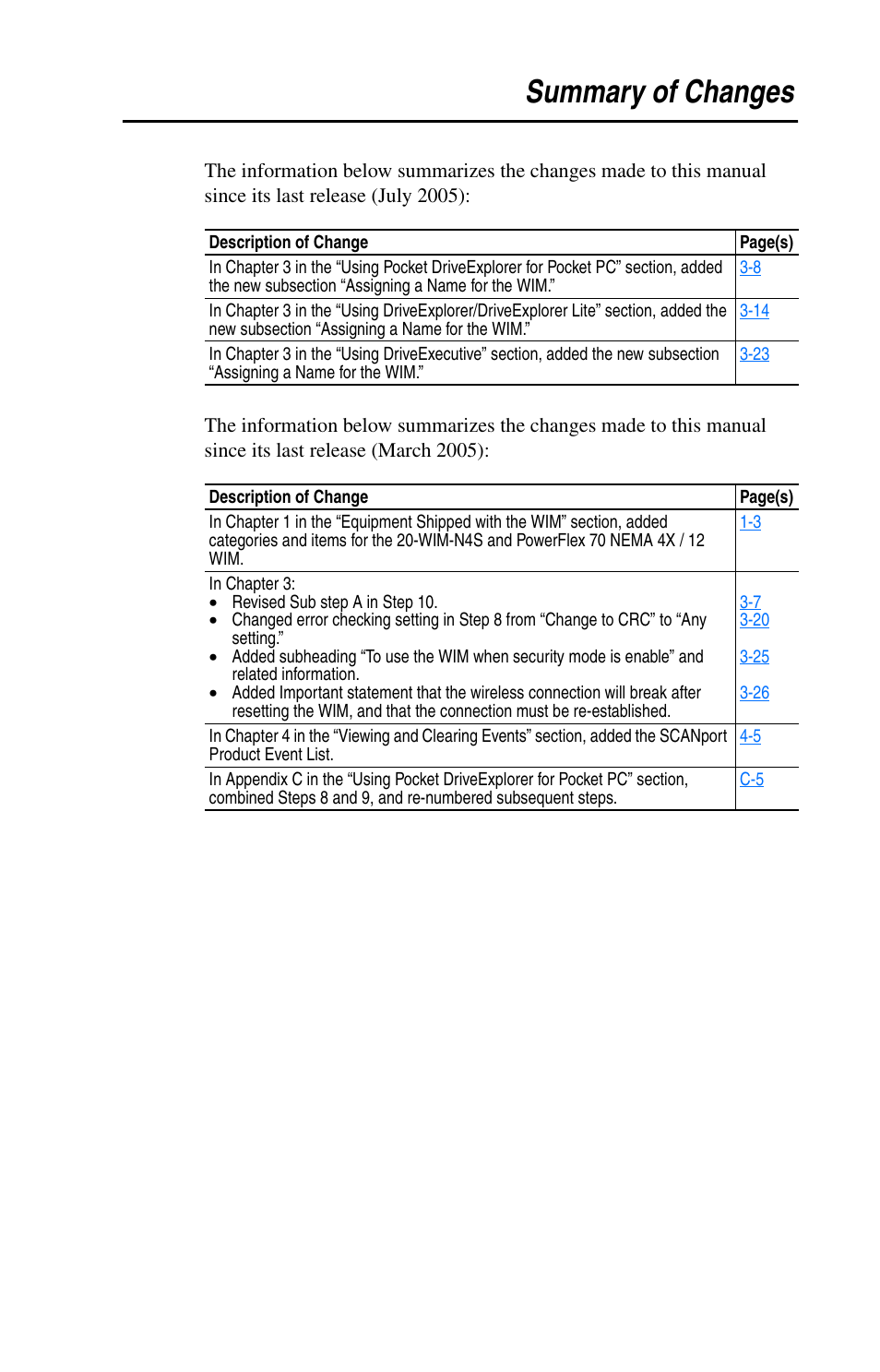 Summary of changes | Rockwell Automation 7000 DPI Wireless Interface Module User Manual | Page 3 / 92