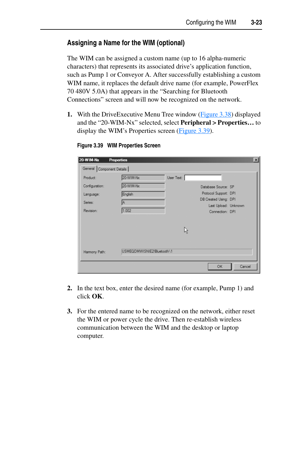Assigning a name for the wim (optional) | Rockwell Automation 7000 DPI Wireless Interface Module User Manual | Page 45 / 92