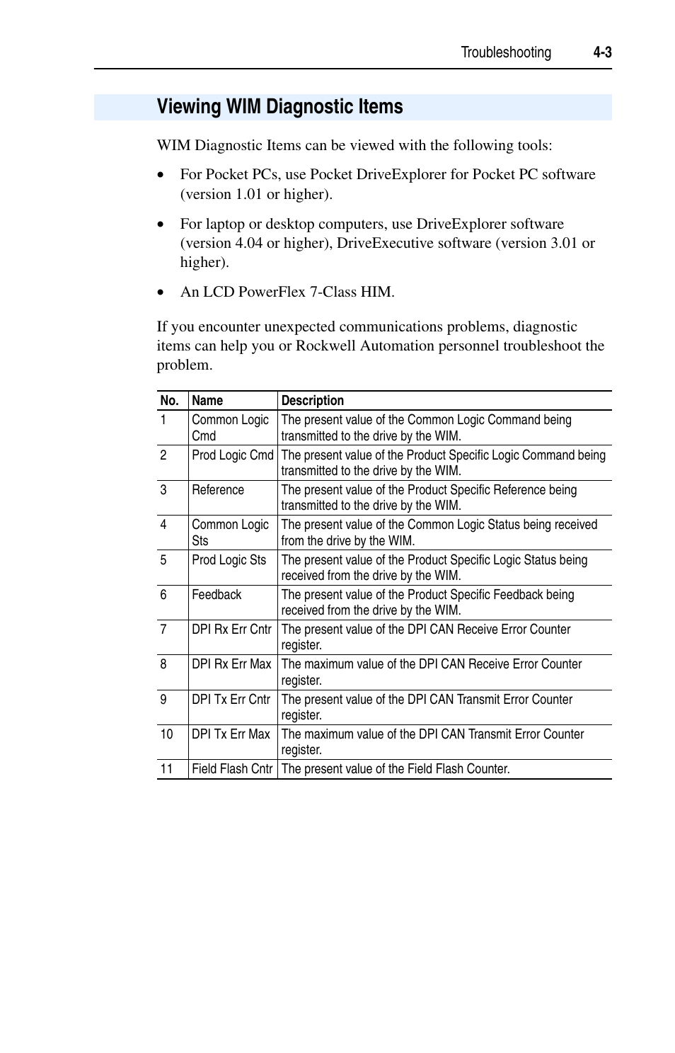 Viewing wim diagnostic items, Viewing wim diagnostic items -3 | Rockwell Automation 7000 DPI Wireless Interface Module User Manual | Page 51 / 92