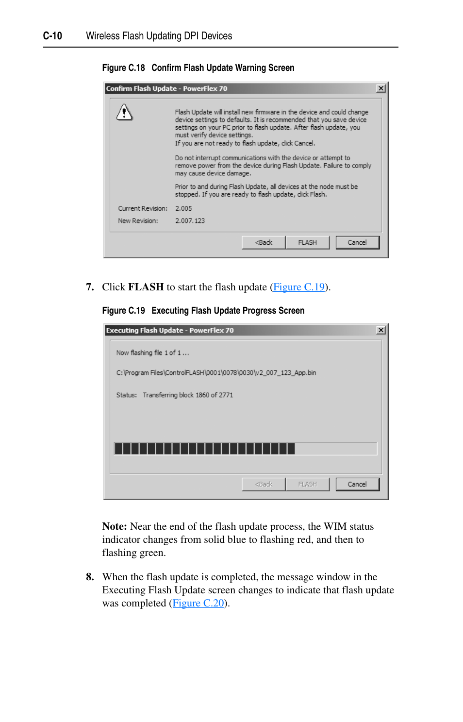 Rning screen, Figure c.18, Appears | Rockwell Automation 7000 DPI Wireless Interface Module User Manual | Page 72 / 92