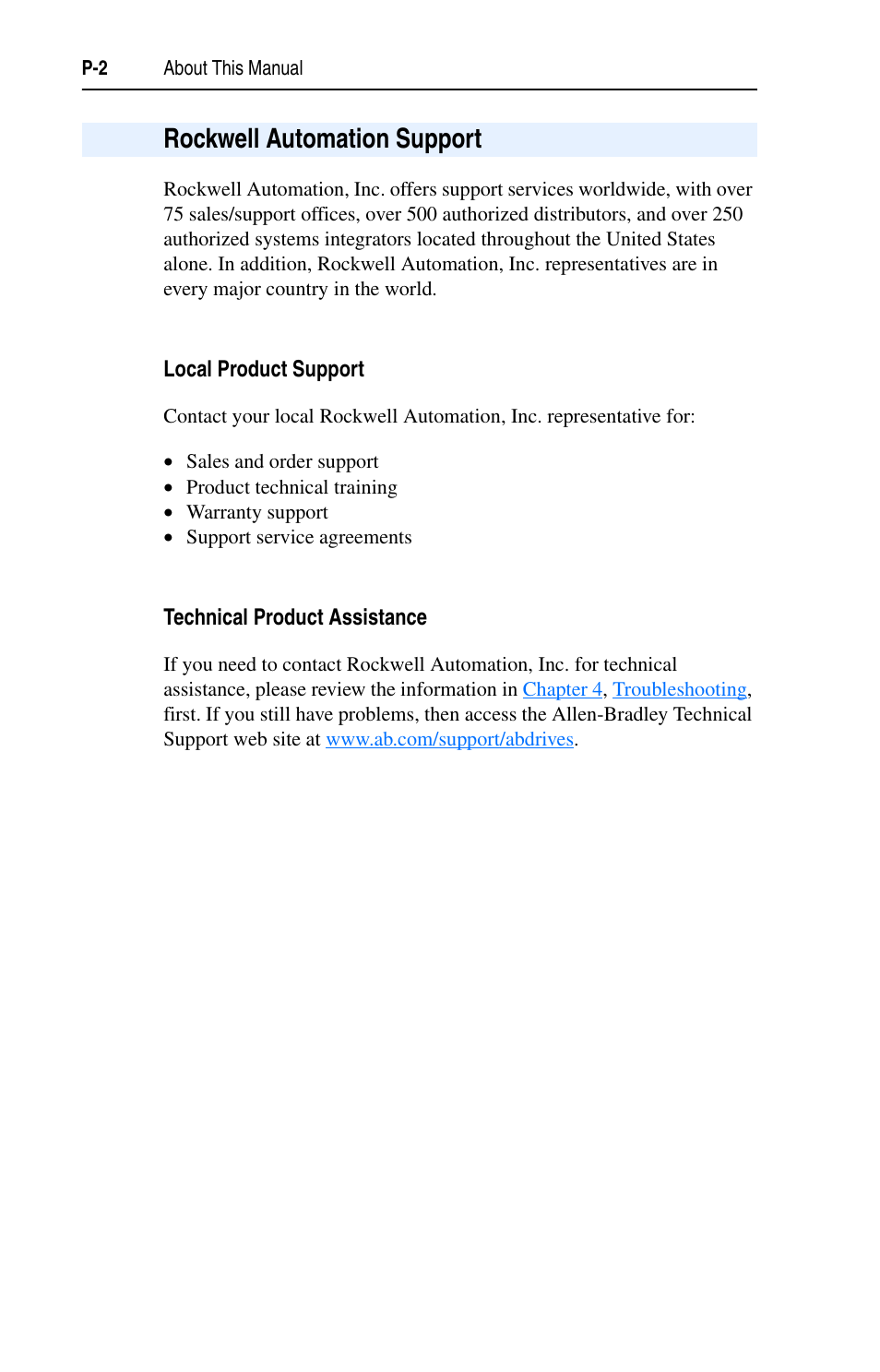 Rockwell automation support, Local product support, Technical product assistance | Rockwell Automation 7000 DPI Wireless Interface Module User Manual | Page 8 / 92