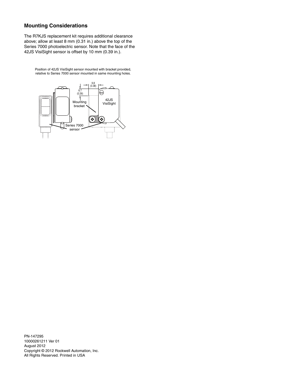Mounting considerations | Rockwell Automation 42JS Series 7000 to 42JS VisiSight Replacement Kit User Manual | Page 2 / 2