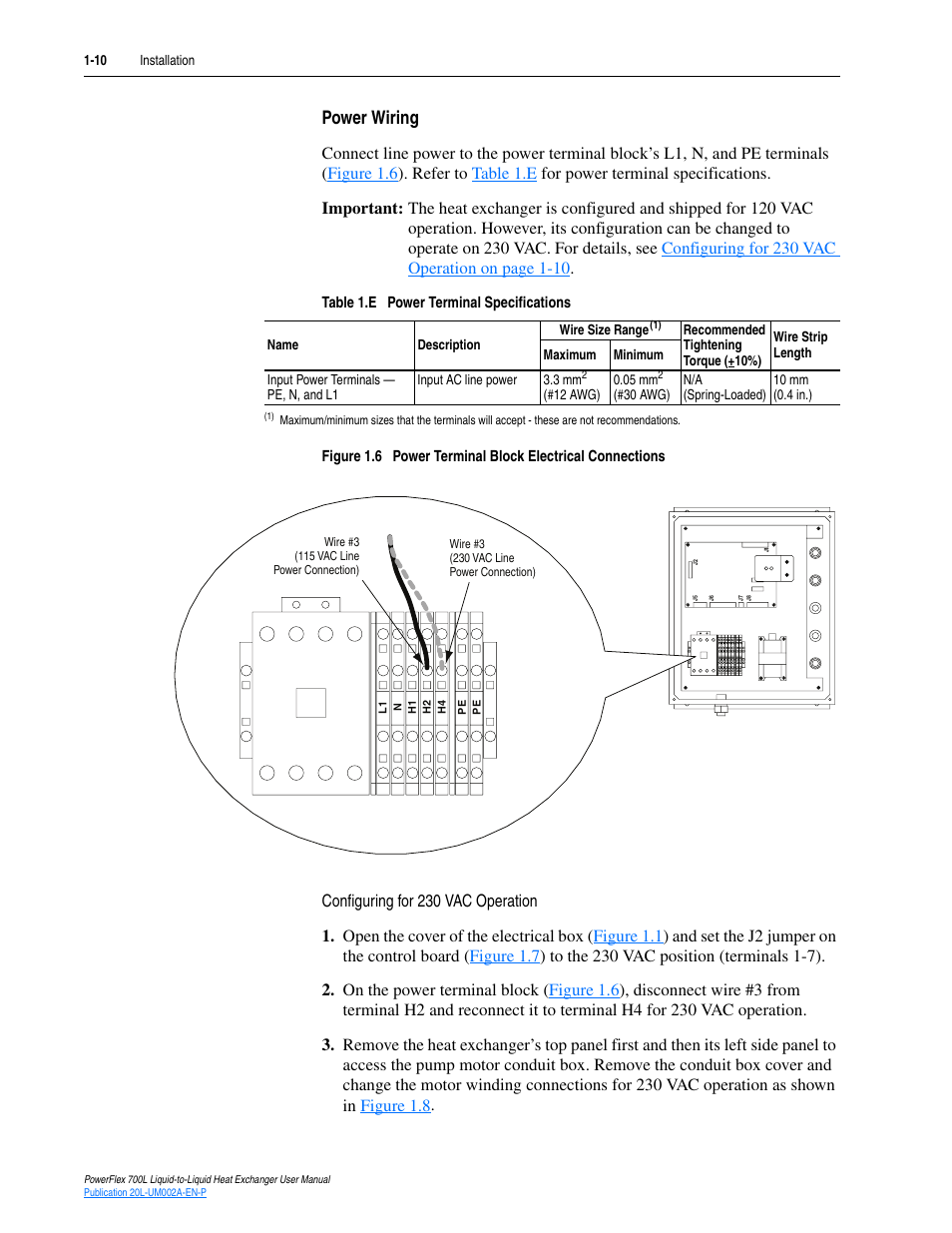 Power wiring, Power wiring -10 | Rockwell Automation 20L-LL PowerFlex 700L Liquid-to-Liquid Heat Exchanger User Manual | Page 20 / 40