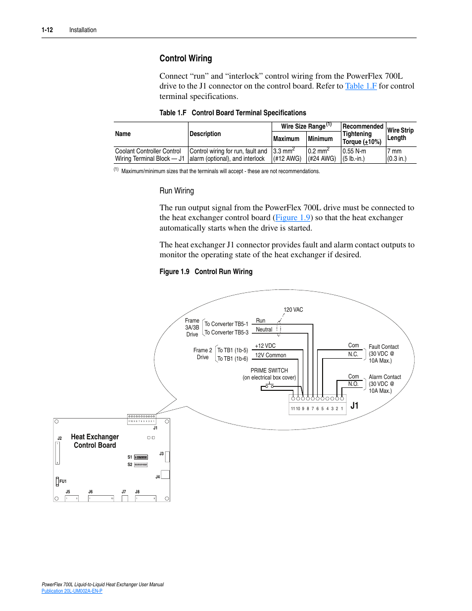 Control wiring, Control wiring -12 | Rockwell Automation 20L-LL PowerFlex 700L Liquid-to-Liquid Heat Exchanger User Manual | Page 22 / 40