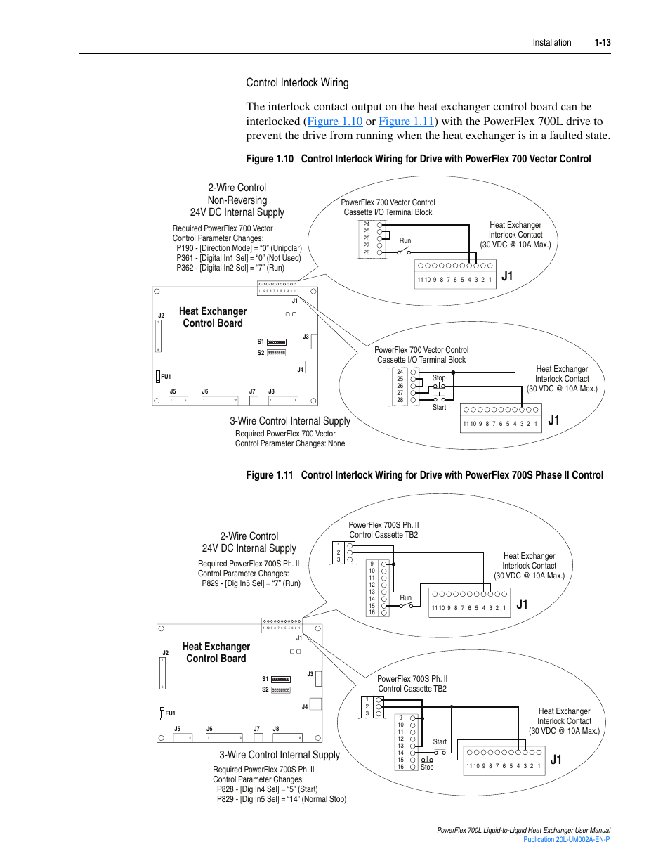Wire control non-reversing 24v dc internal supply, Wire control internal supply, Heat exchanger control board | Wire control 24v dc internal supply | Rockwell Automation 20L-LL PowerFlex 700L Liquid-to-Liquid Heat Exchanger User Manual | Page 23 / 40
