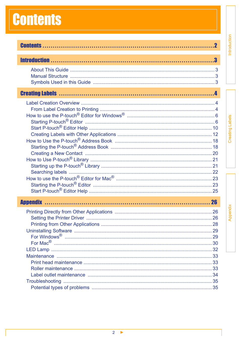 Brother QL-570 User Manual | Page 2 / 35