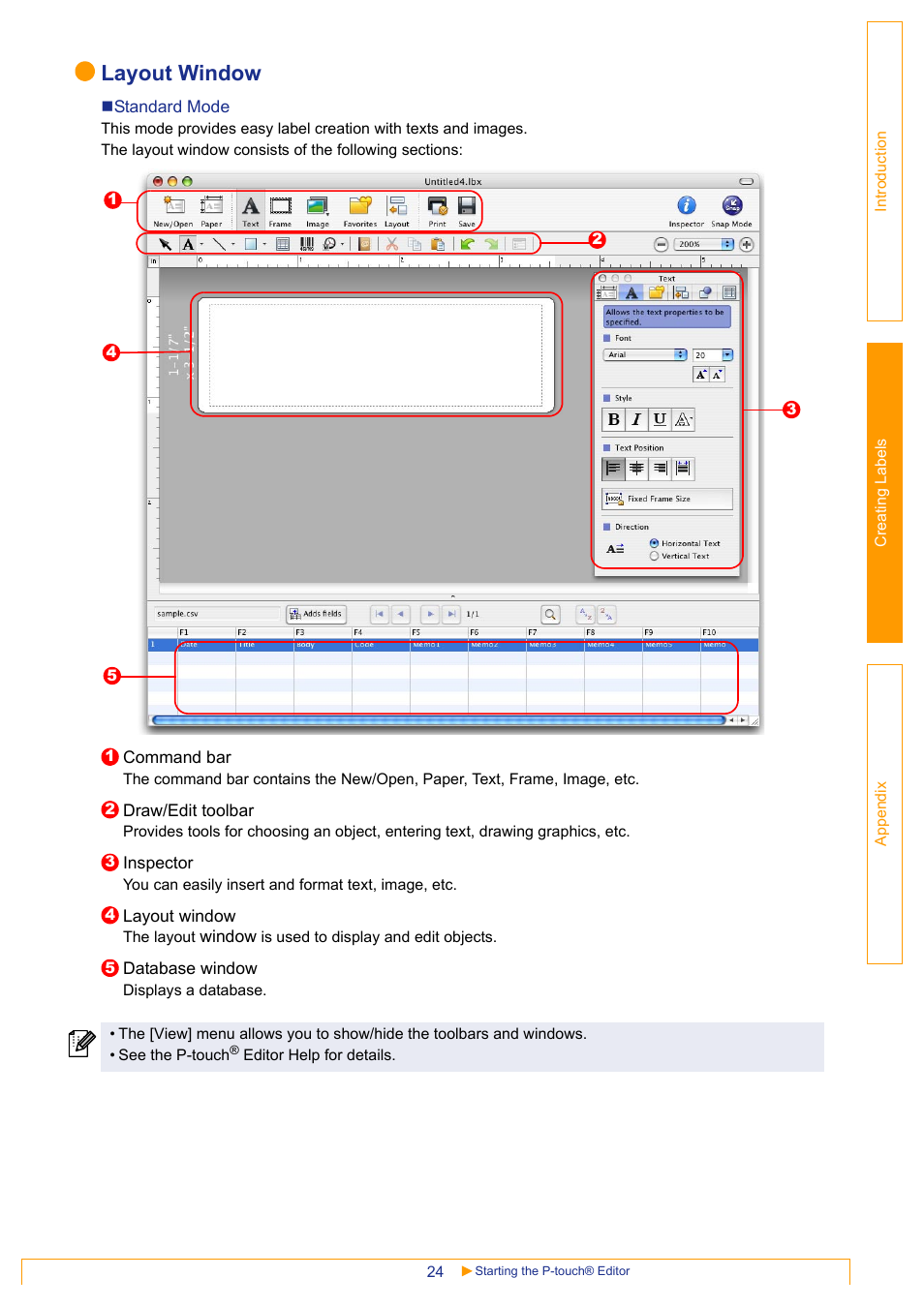 Layout window | Brother QL-570 User Manual | Page 24 / 35