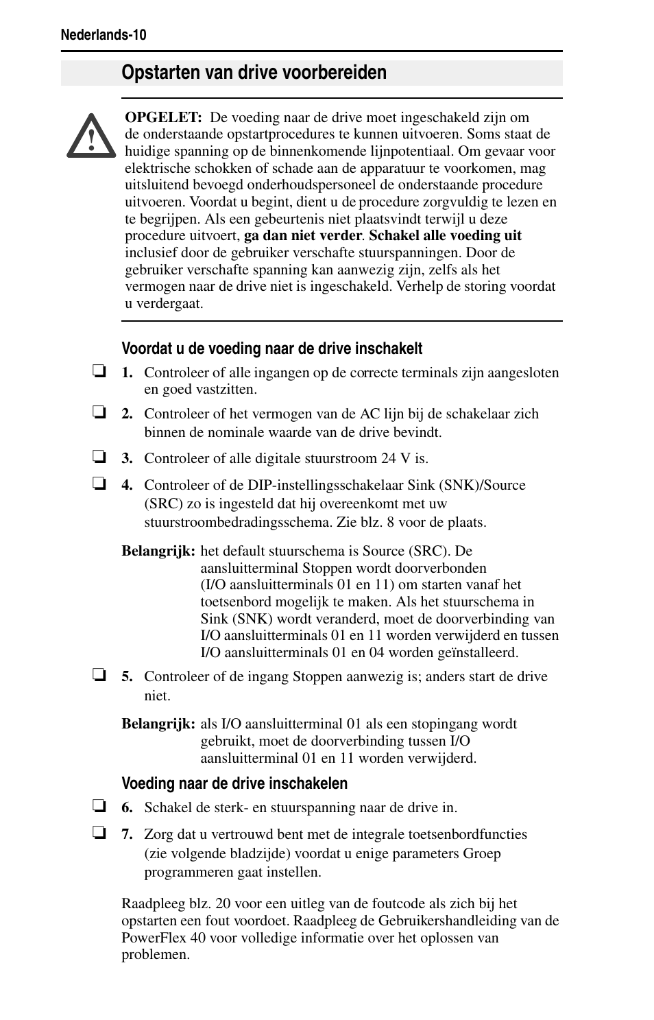 Opstarten van drive voorbereiden | Rockwell Automation 22B PowerFlex 40 Quick Start FRN 5.xx - 6.xx User Manual | Page 124 / 161