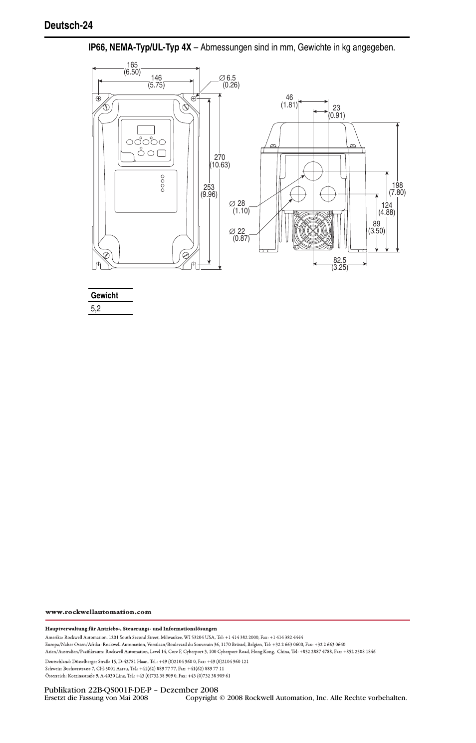 Deutsch-24 | Rockwell Automation 22B PowerFlex 40 Quick Start FRN 5.xx - 6.xx User Manual | Page 48 / 161