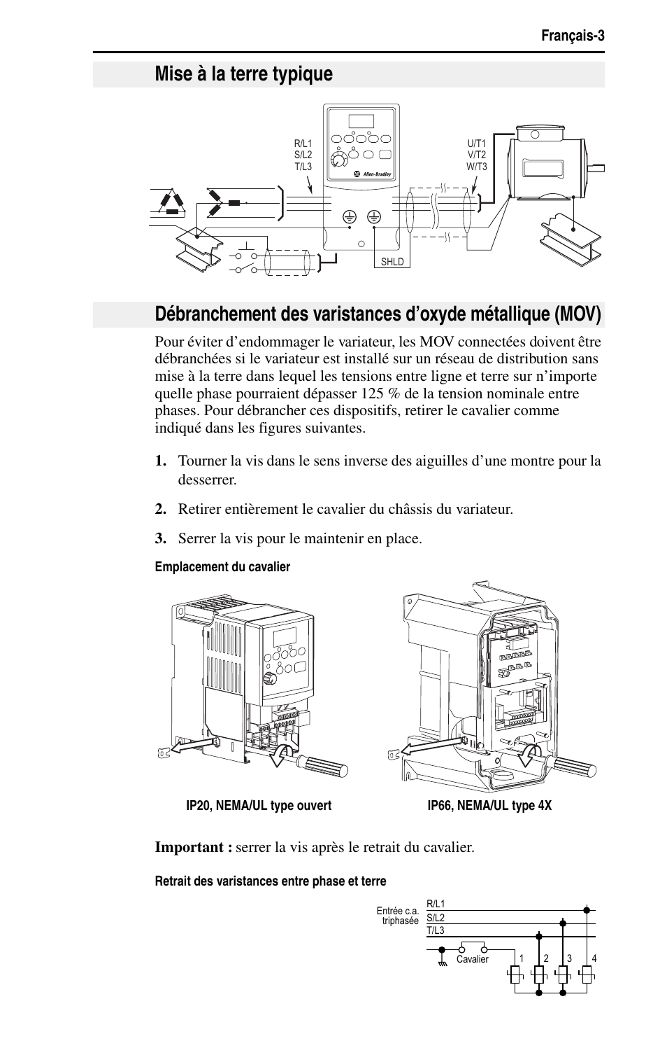 Mise à la terre typique | Rockwell Automation 22B PowerFlex 40 Quick Start FRN 5.xx - 6.xx User Manual | Page 51 / 161