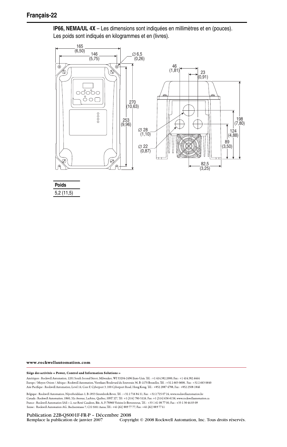 Français-22 | Rockwell Automation 22B PowerFlex 40 Quick Start FRN 5.xx - 6.xx User Manual | Page 70 / 161